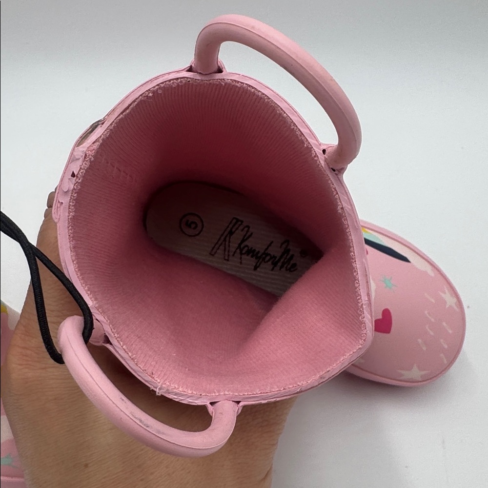 KomfysMe Kids Rain Boots Unicorn Rainbow Pink Toddler Size 5 - Picture 6 of 7